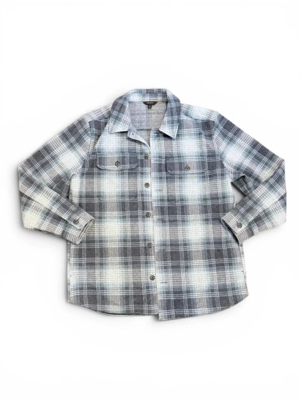 Banana Republic Men’s Plaid Shirt Jacket Large Blue Gray Button Front Shacket